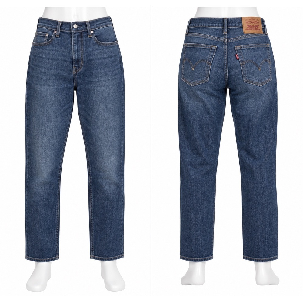 Levis 724 High Rise Straight Jeans Womens 33 Blue Denim Stretch Classic Minimal